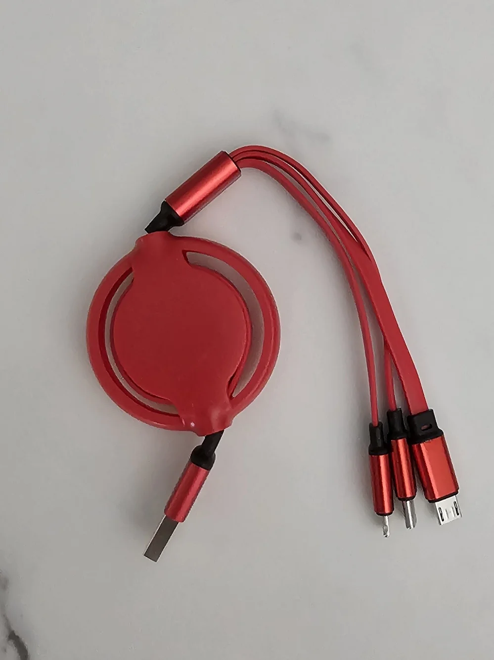 Multi-Connector Retractable Charging Cable - Red